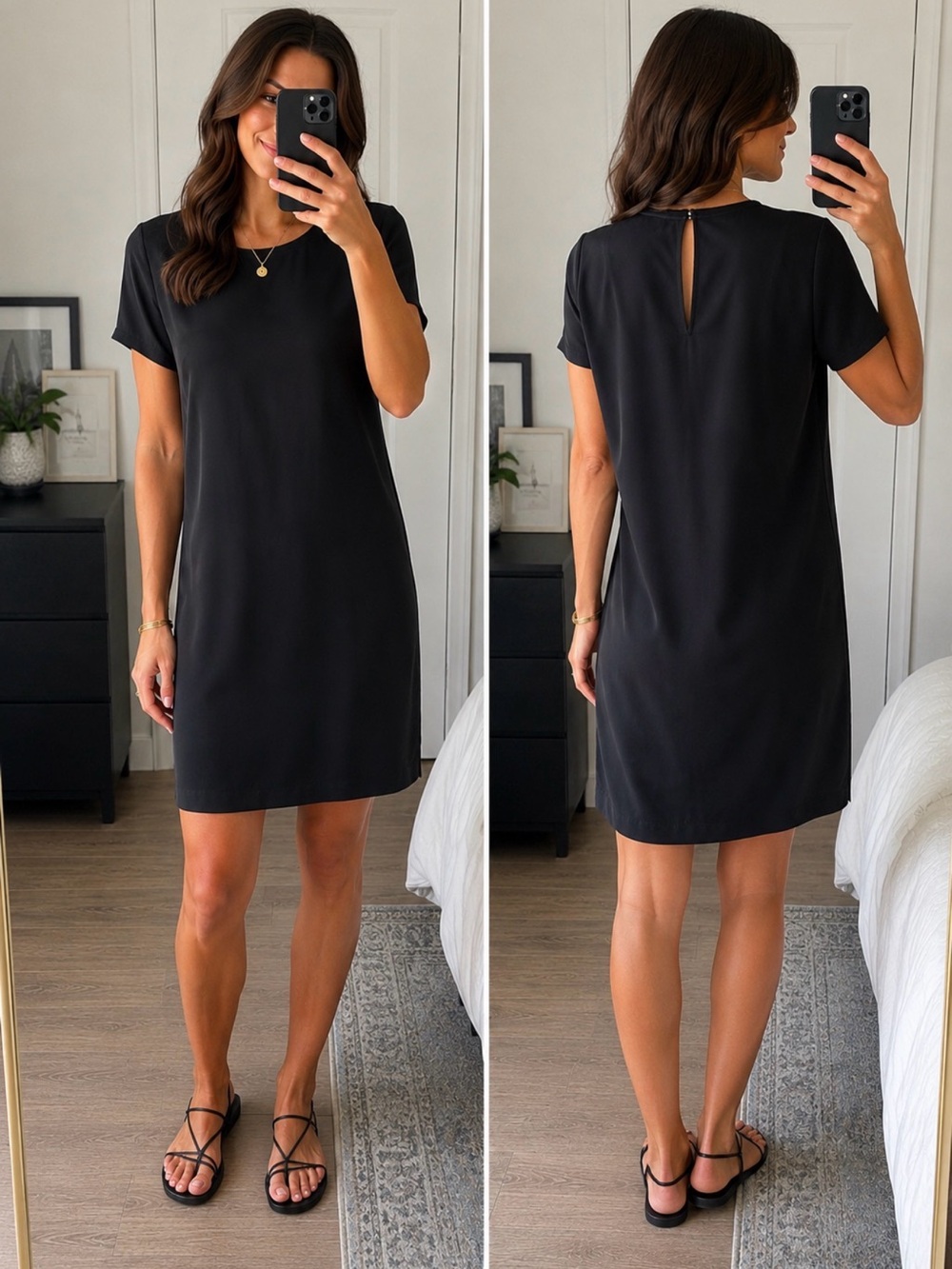Theory Silk‎ Classic Black Short Sleeve Shift Dress